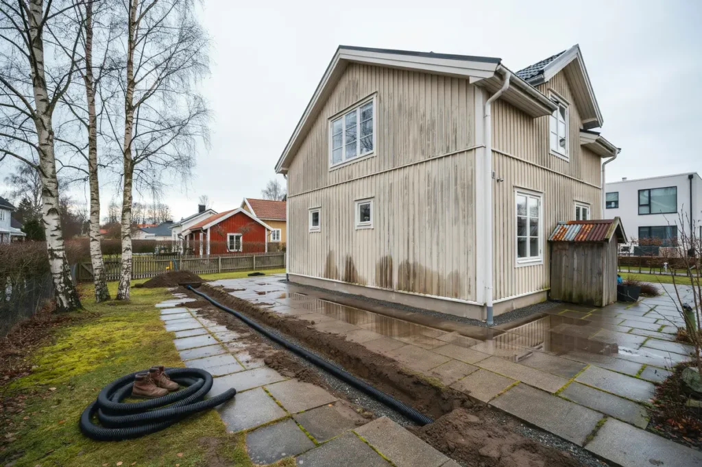 dr nering runt huset tecken p problem och tg rder som skyddar grunden